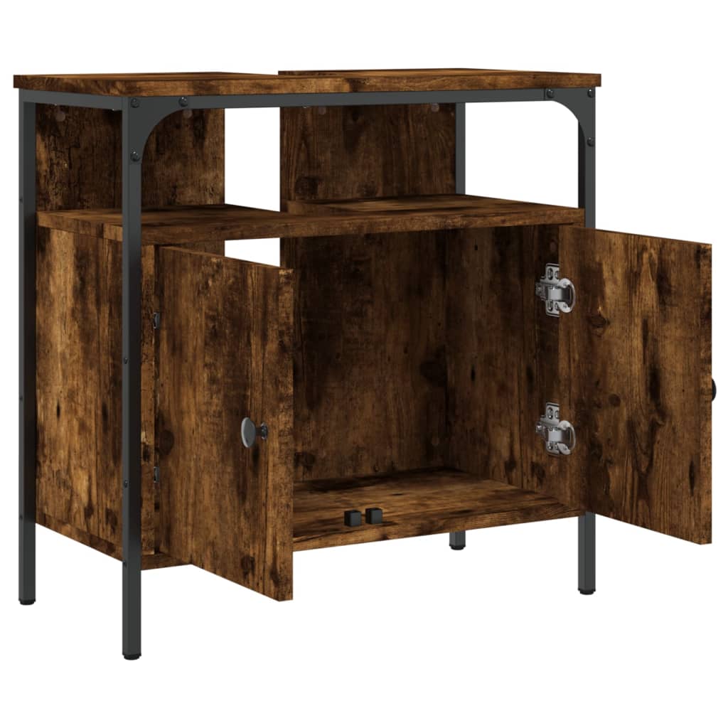 Badkamerkast 60x30x60 cm bewerkt hout gerookt eikenkleurig Kaptafels | Creëer jouw Trendy Thuis | Gratis bezorgd & Retour | Trendy.nl