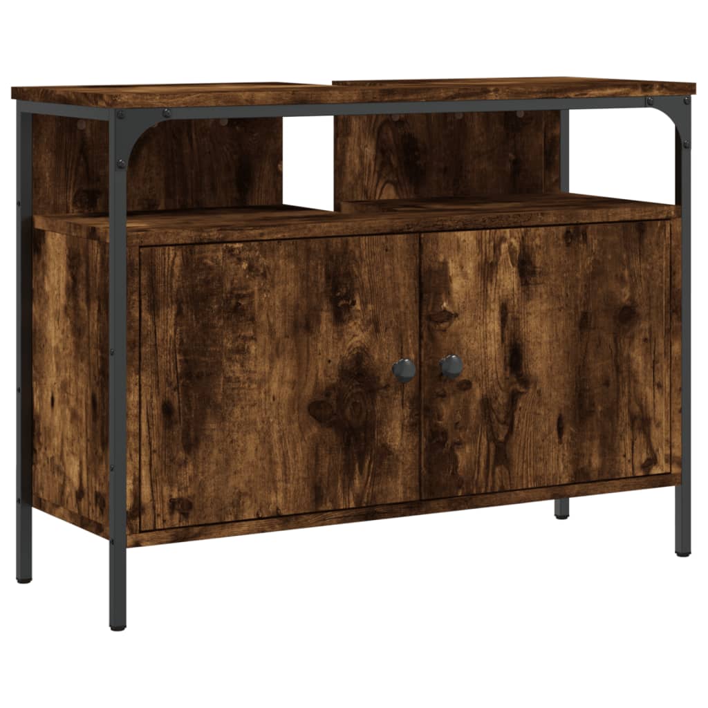 Badkamerkast 80x30x60 cm bewerkt hout gerookt eikenkleurig Kaptafels | Creëer jouw Trendy Thuis | Gratis bezorgd & Retour | Trendy.nl