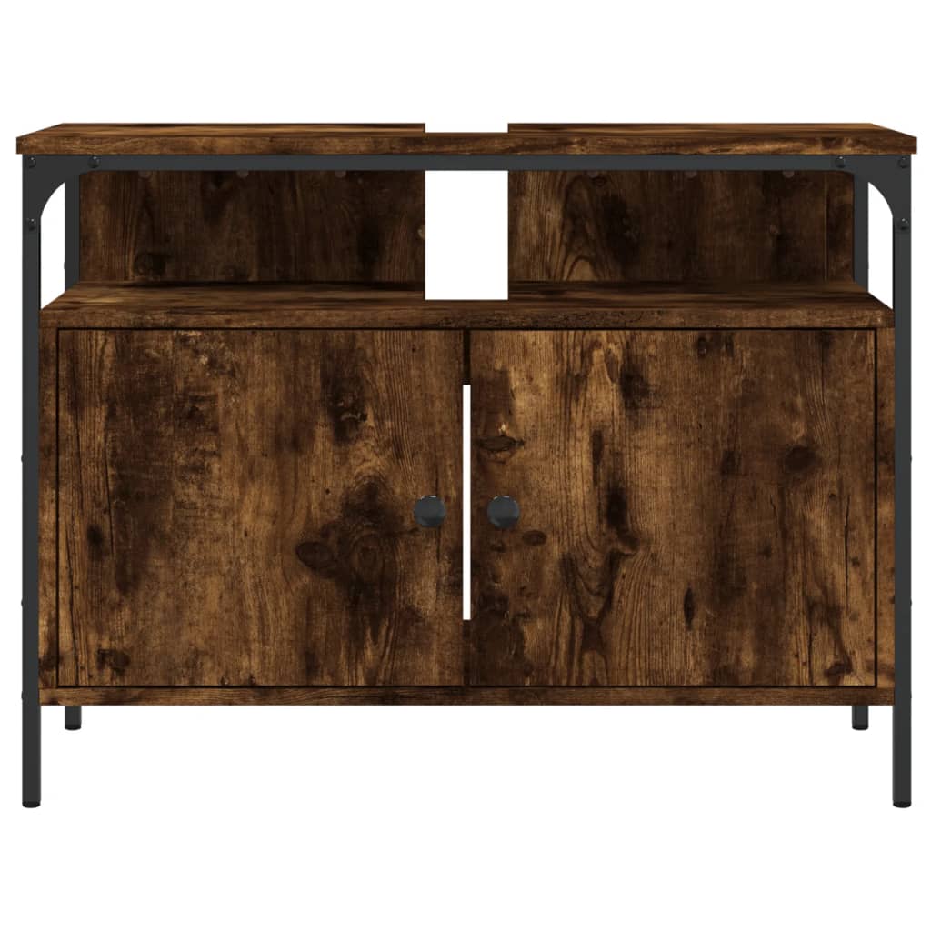 Badkamerkast 80x30x60 cm bewerkt hout gerookt eikenkleurig Kaptafels | Creëer jouw Trendy Thuis | Gratis bezorgd & Retour | Trendy.nl