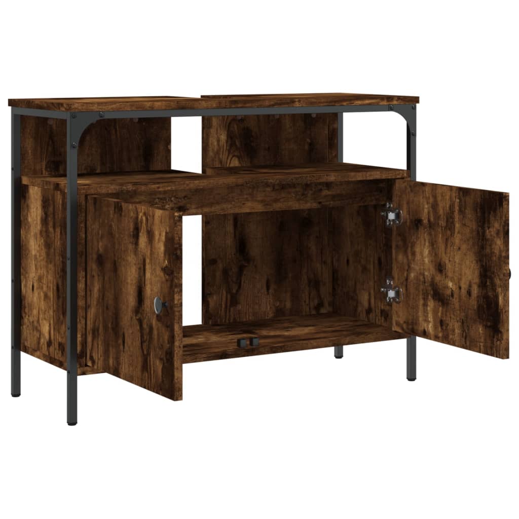 Badkamerkast 80x30x60 cm bewerkt hout gerookt eikenkleurig Kaptafels | Creëer jouw Trendy Thuis | Gratis bezorgd & Retour | Trendy.nl