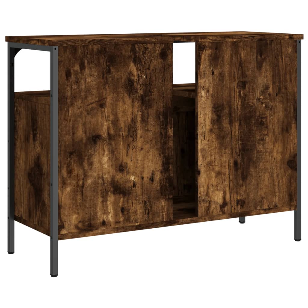 Badkamerkast 80x30x60 cm bewerkt hout gerookt eikenkleurig Kaptafels | Creëer jouw Trendy Thuis | Gratis bezorgd & Retour | Trendy.nl