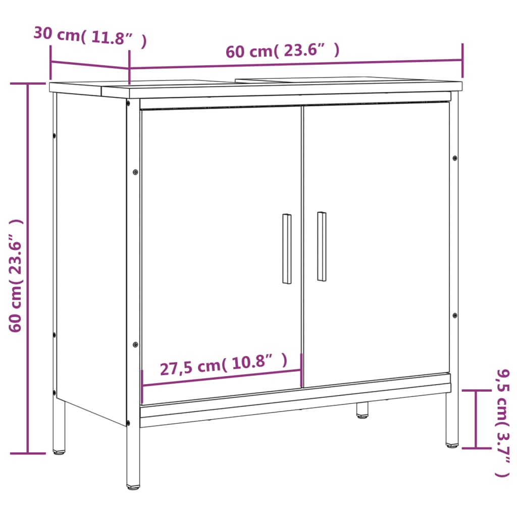 Wastafelkast 60x30x60 cm bewerkt hout zwart Kaptafels | Creëer jouw Trendy Thuis | Gratis bezorgd & Retour | Trendy.nl