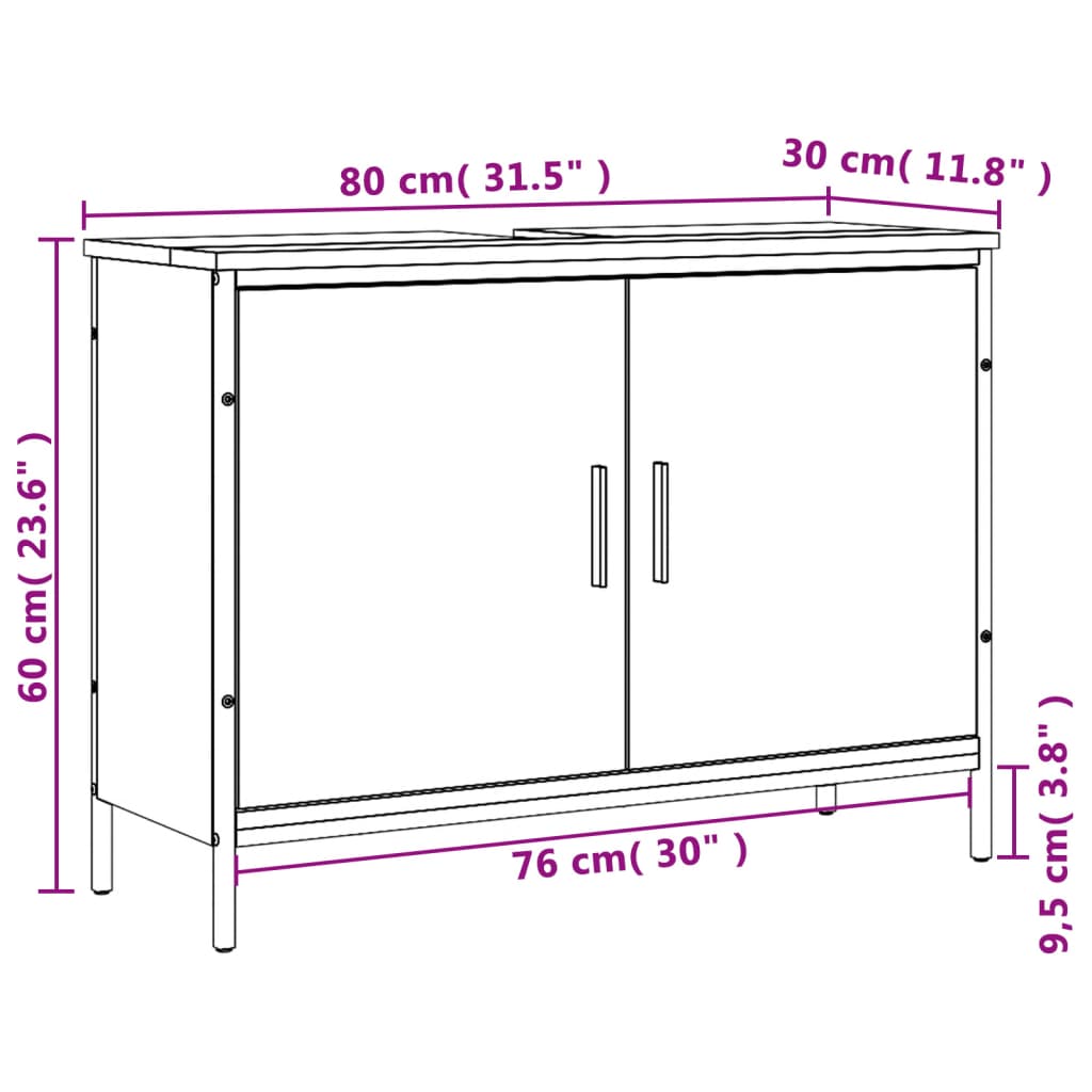 Wastafelkast 80x30x60 cm bewerkt hout zwart Kaptafels | Creëer jouw Trendy Thuis | Gratis bezorgd & Retour | Trendy.nl