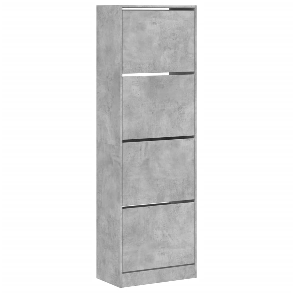 Schoenenkast met 4 klaplades 60x34x187,5 cm betongrijs