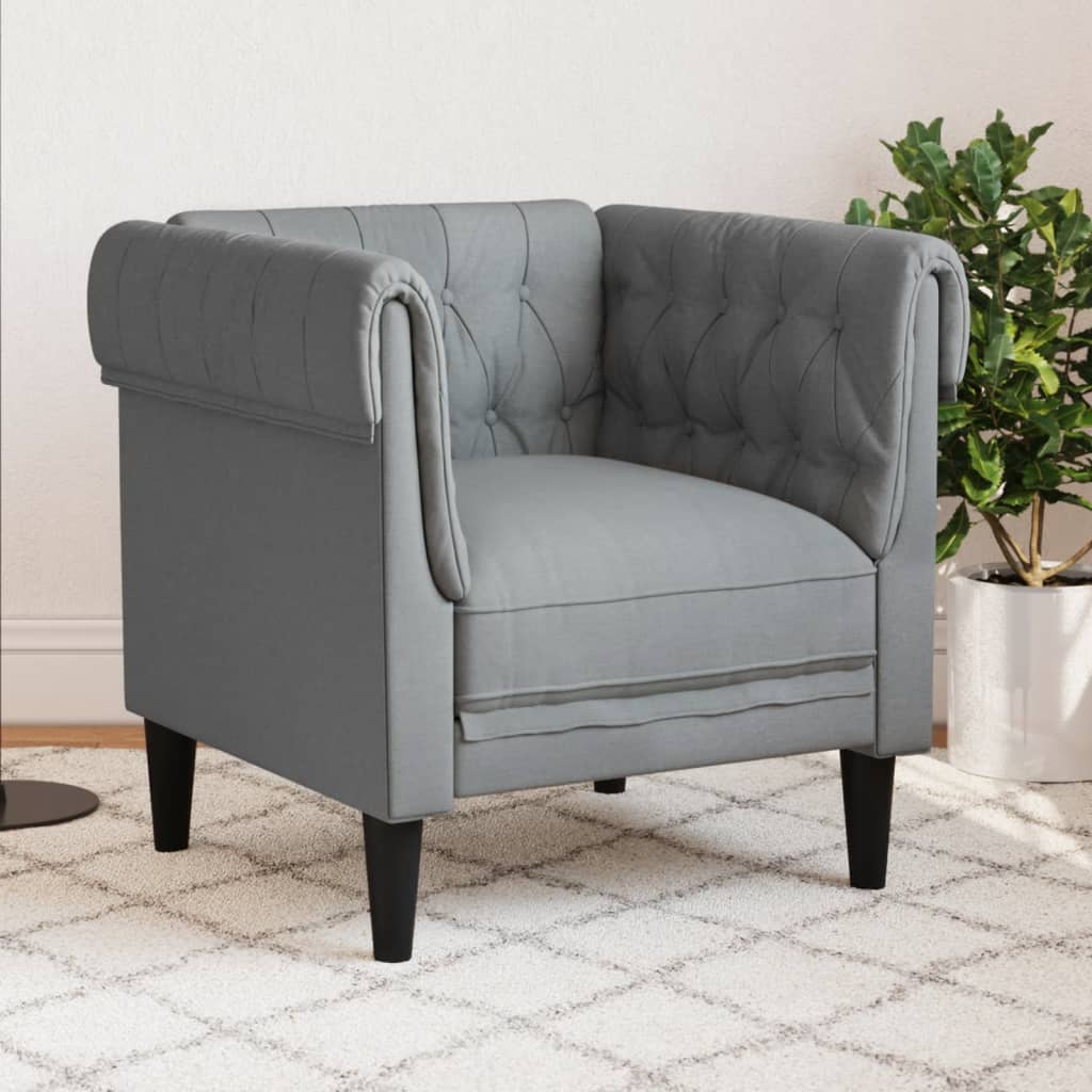 Fauteuil Chesterfield-stijl stof lichtgrijs Banken | Creëer jouw Trendy Thuis | Gratis bezorgd & Retour | Trendy.nl