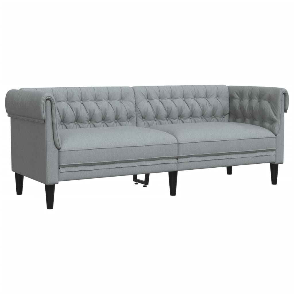 Driezitsbank Chesterfield-stijl stof lichtgrijs Banken | Creëer jouw Trendy Thuis | Gratis bezorgd & Retour | Trendy.nl