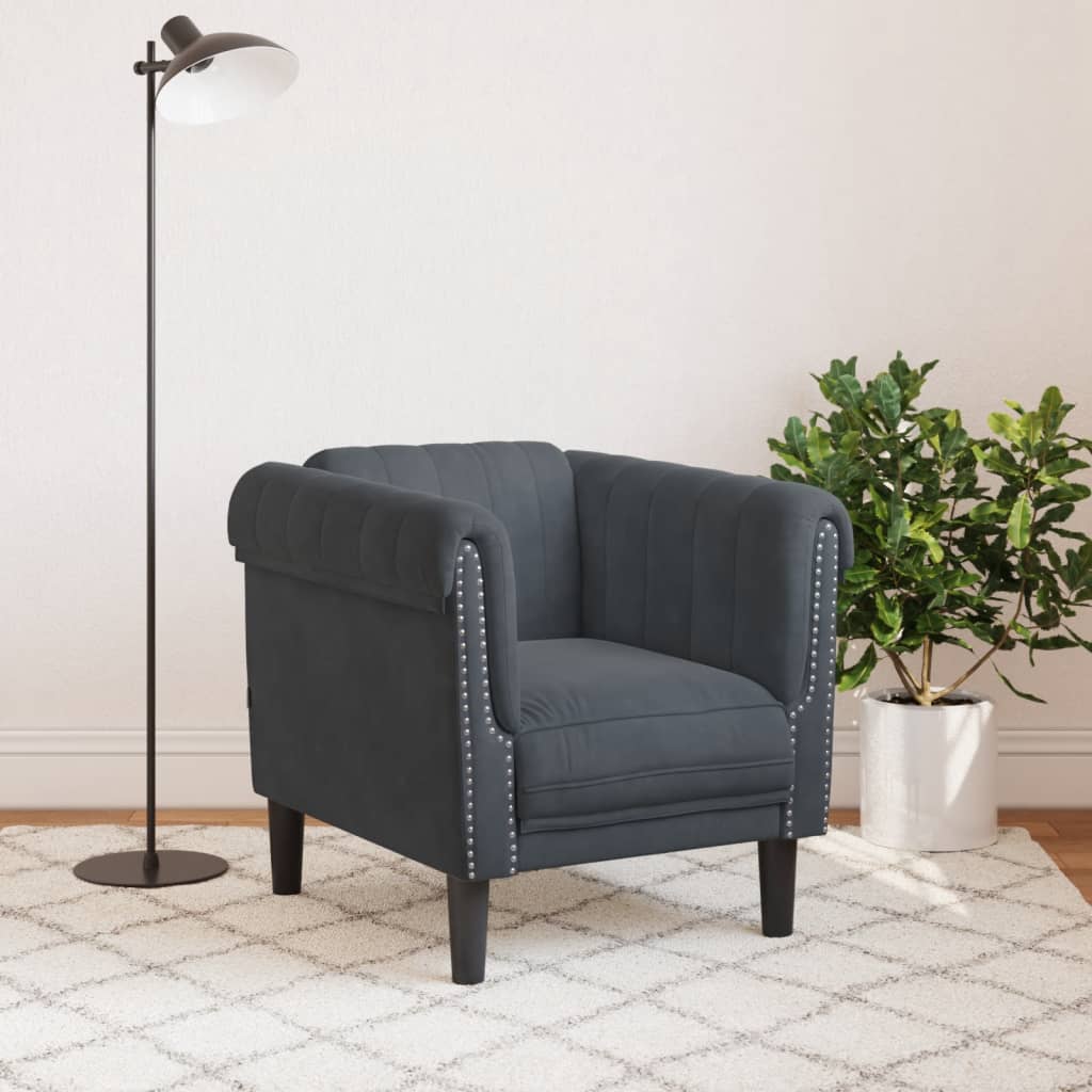 Fauteuil fluweel donkergrijs Banken | Creëer jouw Trendy Thuis | Gratis bezorgd & Retour | Trendy.nl