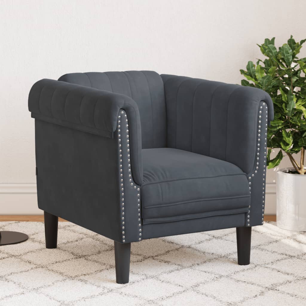 Fauteuil fluweel donkergrijs Banken | Creëer jouw Trendy Thuis | Gratis bezorgd & Retour | Trendy.nl