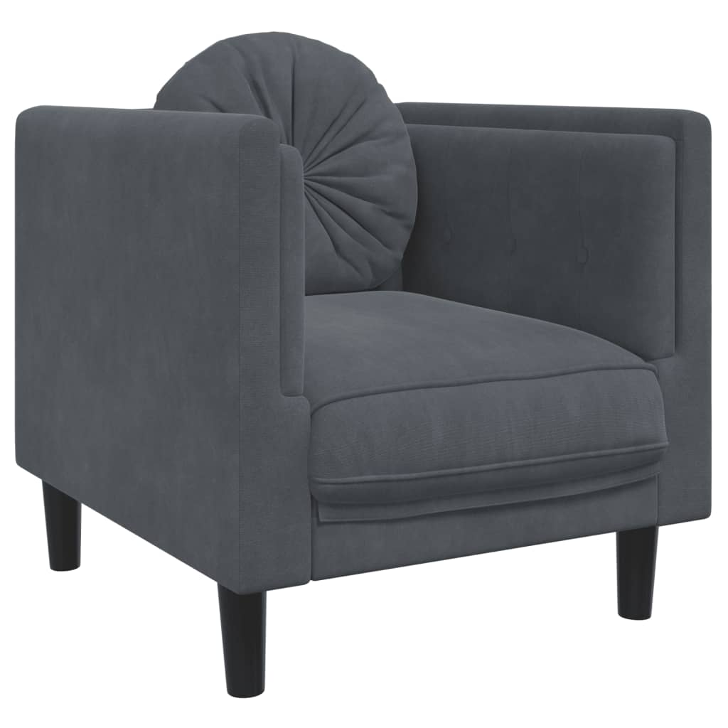 Fauteuil met kussens fluweel donkergrijs Banken | Creëer jouw Trendy Thuis | Gratis bezorgd & Retour | Trendy.nl