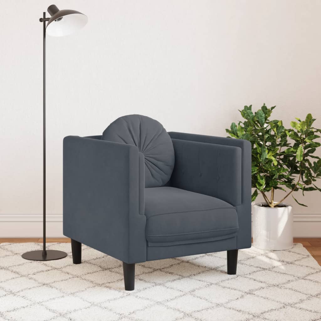 Fauteuil met kussens fluweel donkergrijs Banken | Creëer jouw Trendy Thuis | Gratis bezorgd & Retour | Trendy.nl