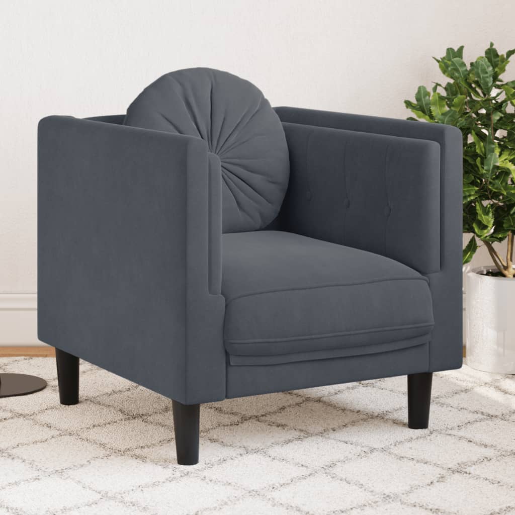 Fauteuil met kussens fluweel donkergrijs Banken | Creëer jouw Trendy Thuis | Gratis bezorgd & Retour | Trendy.nl