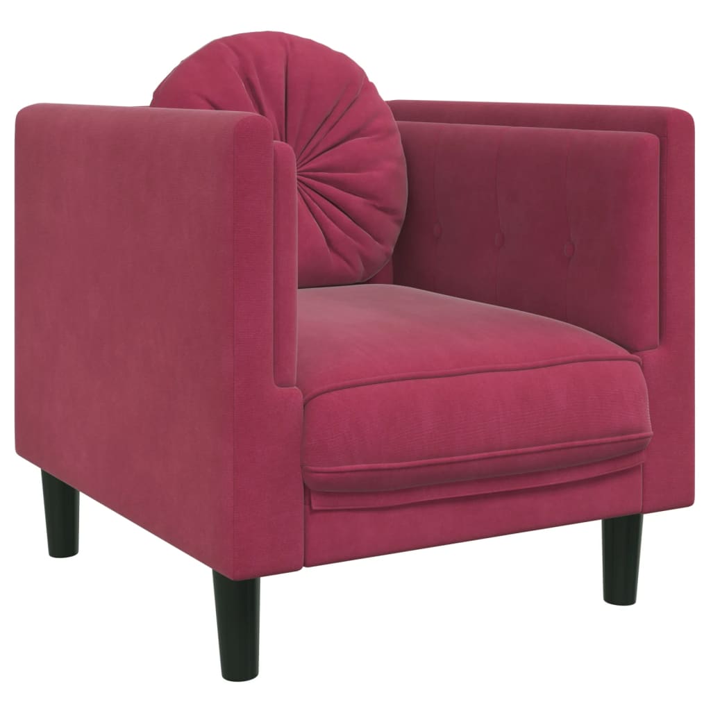 Fauteuil met kussen fluweel wijnrood Banken | Creëer jouw Trendy Thuis | Gratis bezorgd & Retour | Trendy.nl