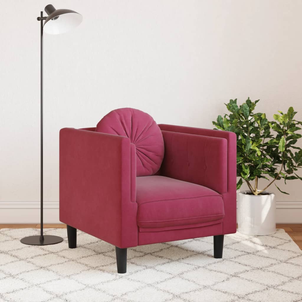 Fauteuil met kussen fluweel wijnrood Banken | Creëer jouw Trendy Thuis | Gratis bezorgd & Retour | Trendy.nl