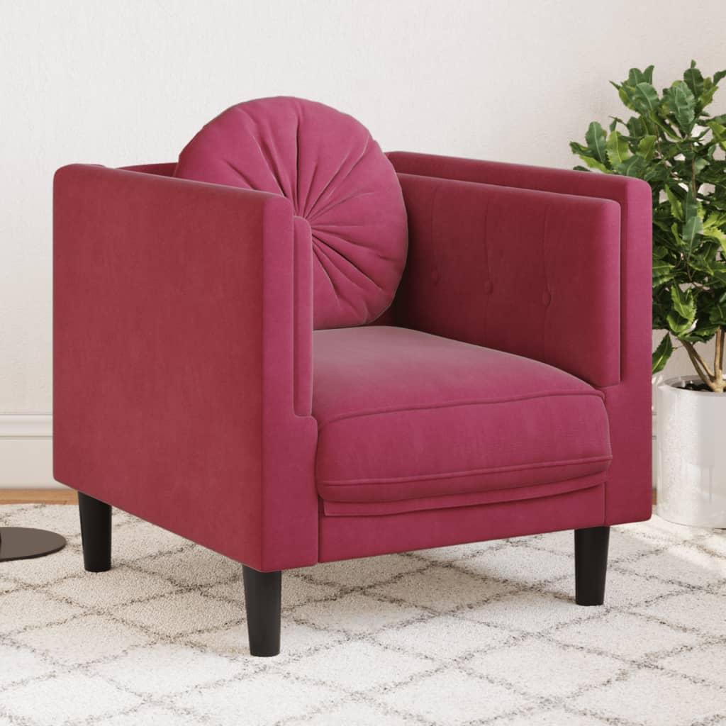 Fauteuil met kussen fluweel wijnrood Banken | Creëer jouw Trendy Thuis | Gratis bezorgd & Retour | Trendy.nl