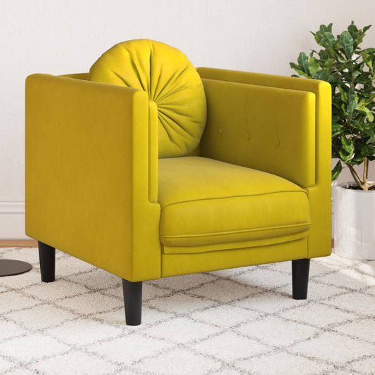 Fauteuil met kussen fluweel geel Banken | Creëer jouw Trendy Thuis | Gratis bezorgd & Retour | Trendy.nl