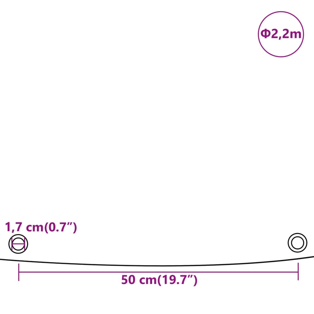 Dekzeil 650 g/m² Ø 2,2 m grijs Afdekdoeken | Creëer jouw Trendy Thuis | Gratis bezorgd & Retour | Trendy.nl