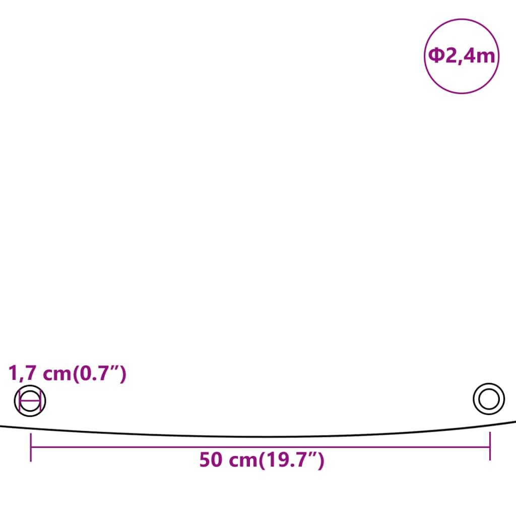 Dekzeil 650 g/m² Ø 2,4 m grijs Afdekdoeken | Creëer jouw Trendy Thuis | Gratis bezorgd & Retour | Trendy.nl