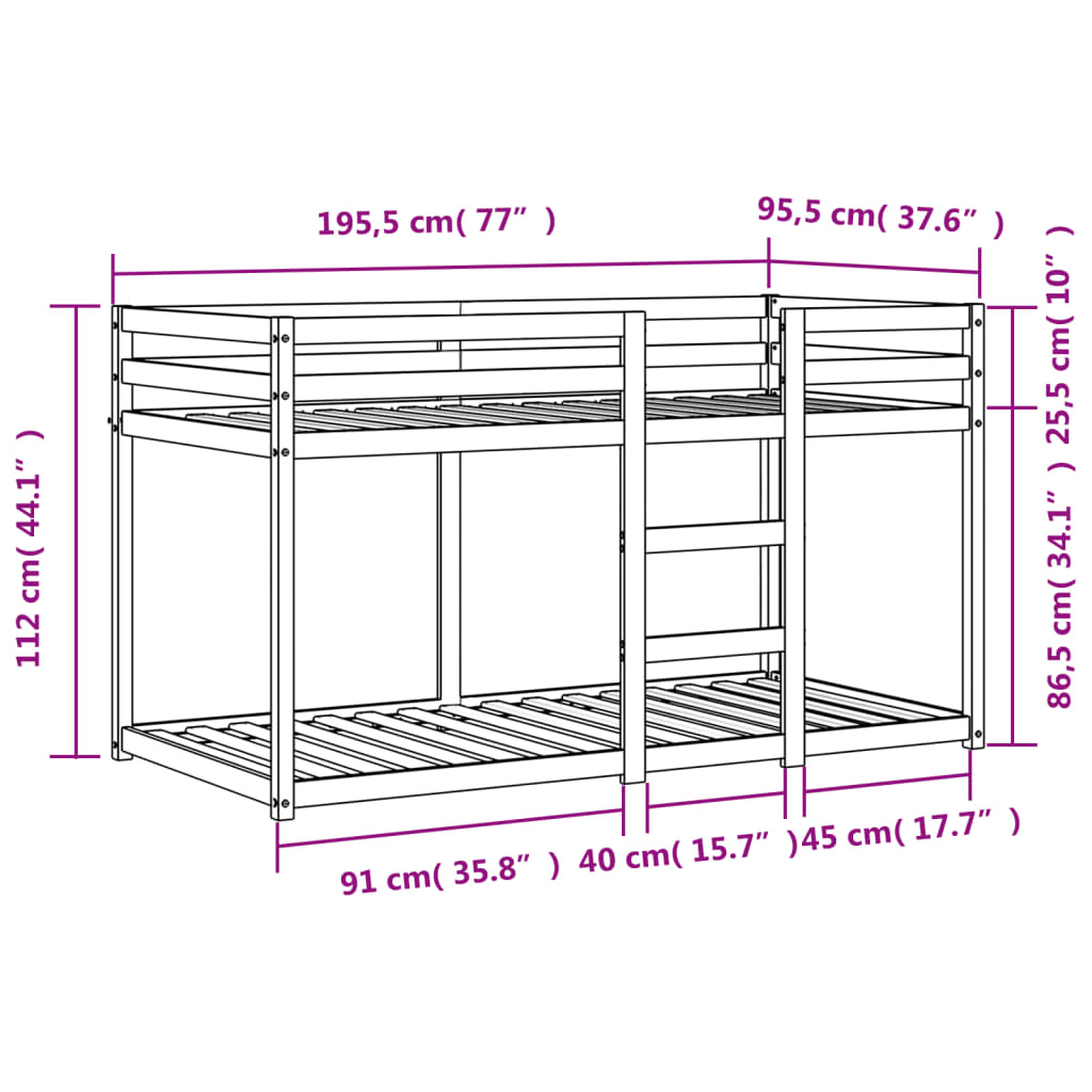 Stapelbed massief grenenhout wasbruin 90x190 cm Bedden & bedframes | Creëer jouw Trendy Thuis | Gratis bezorgd & Retour | Trendy.nl