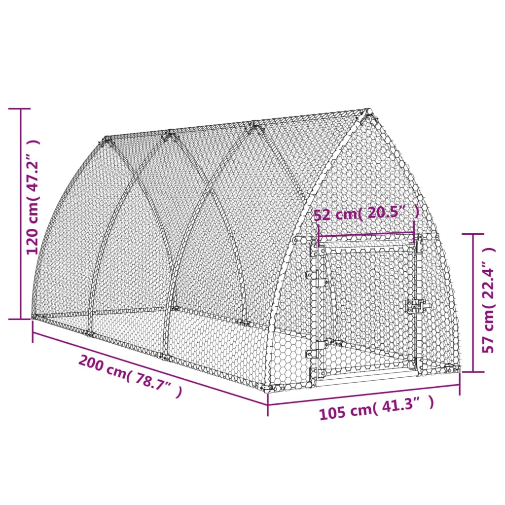 Kippenhok 300x105x120 cm gegalvaniseerd staal zilverkleurig Kooien & hokken | Creëer jouw Trendy Thuis | Gratis bezorgd & Retour | Trendy.nl