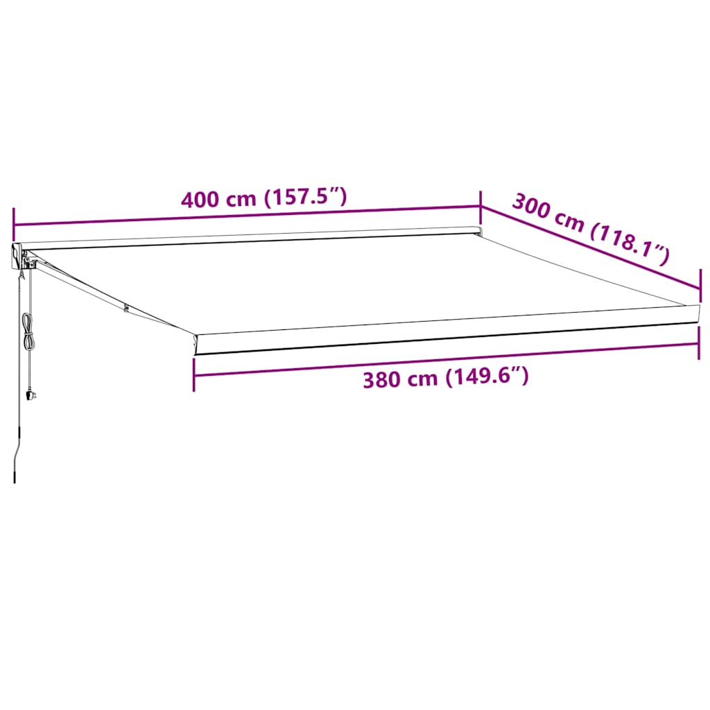 Luifel automatisch uittrekbaar 400x300 cm bordeauxrood