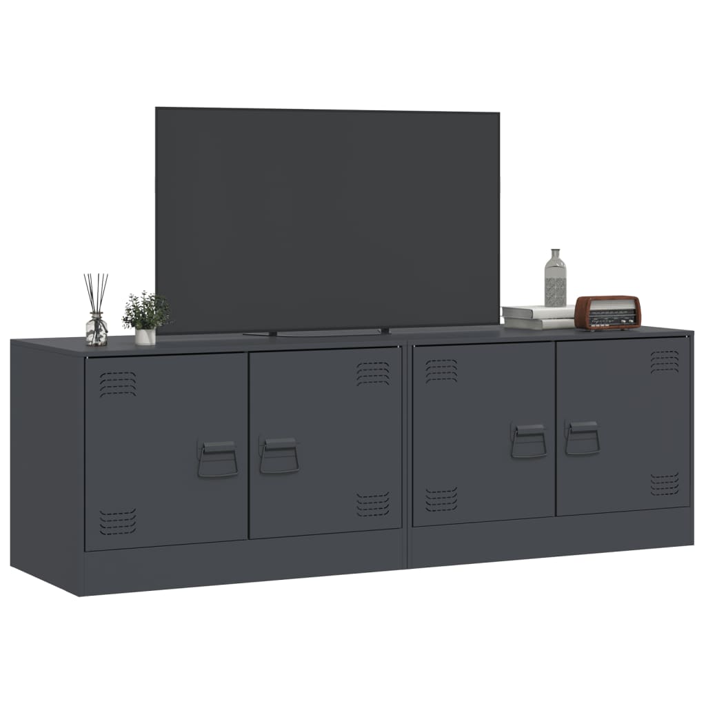 Tv-meubelen 2 st 67x39x44 cm staal antracietkleurig Tv-meubels | Creëer jouw Trendy Thuis | Gratis bezorgd & Retour | Trendy.nl