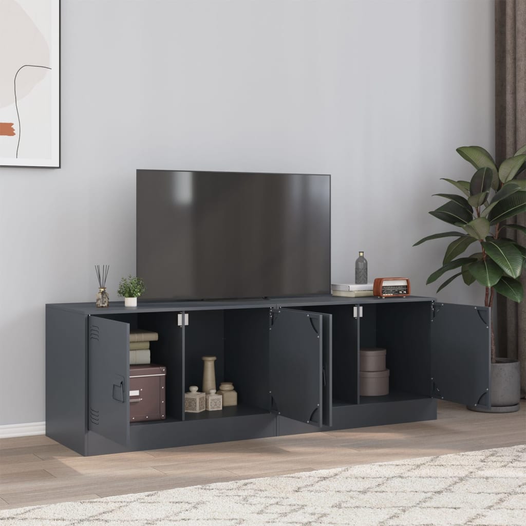 Tv-meubelen 2 st 67x39x44 cm staal antracietkleurig Tv-meubels | Creëer jouw Trendy Thuis | Gratis bezorgd & Retour | Trendy.nl