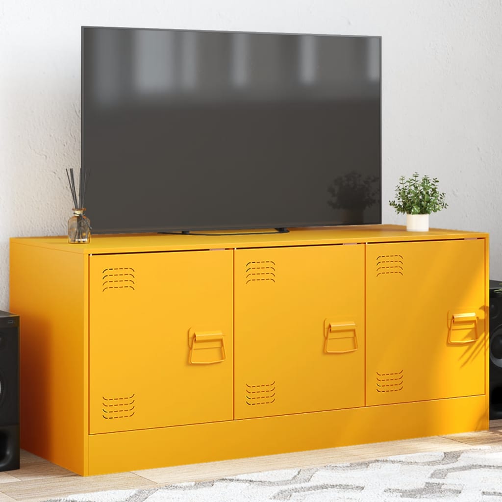 Tv-meubel 99x39x44 cm staal mosterdgeel Tv-meubels | Creëer jouw Trendy Thuis | Gratis bezorgd & Retour | Trendy.nl