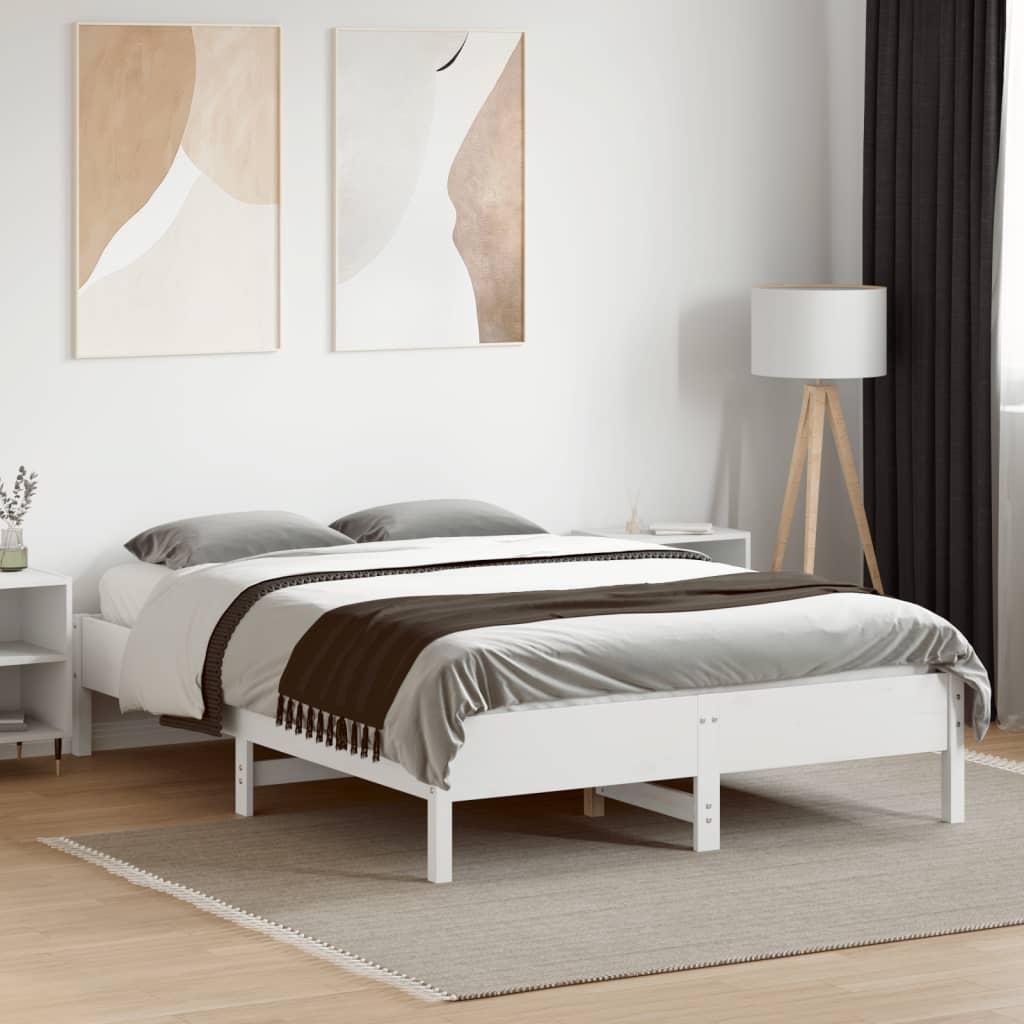 Bedframe zonder matras massief grenenhout wit 140x190 cm Bedden & bedframes | Creëer jouw Trendy Thuis | Gratis bezorgd & Retour | Trendy.nl