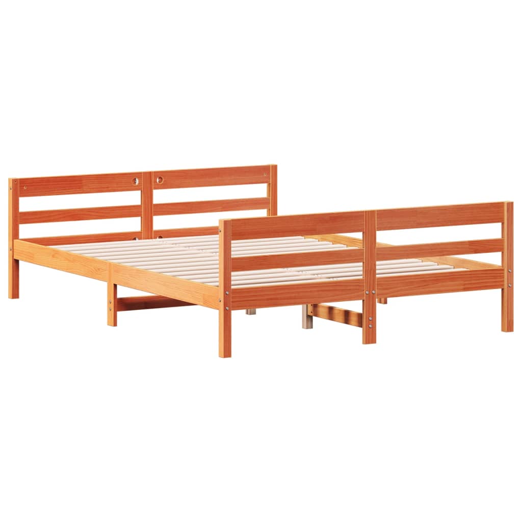 Bedframe zonder matras massief grenenhout wasbruin 140x200 cm Bedden & bedframes | Creëer jouw Trendy Thuis | Gratis bezorgd & Retour | Trendy.nl