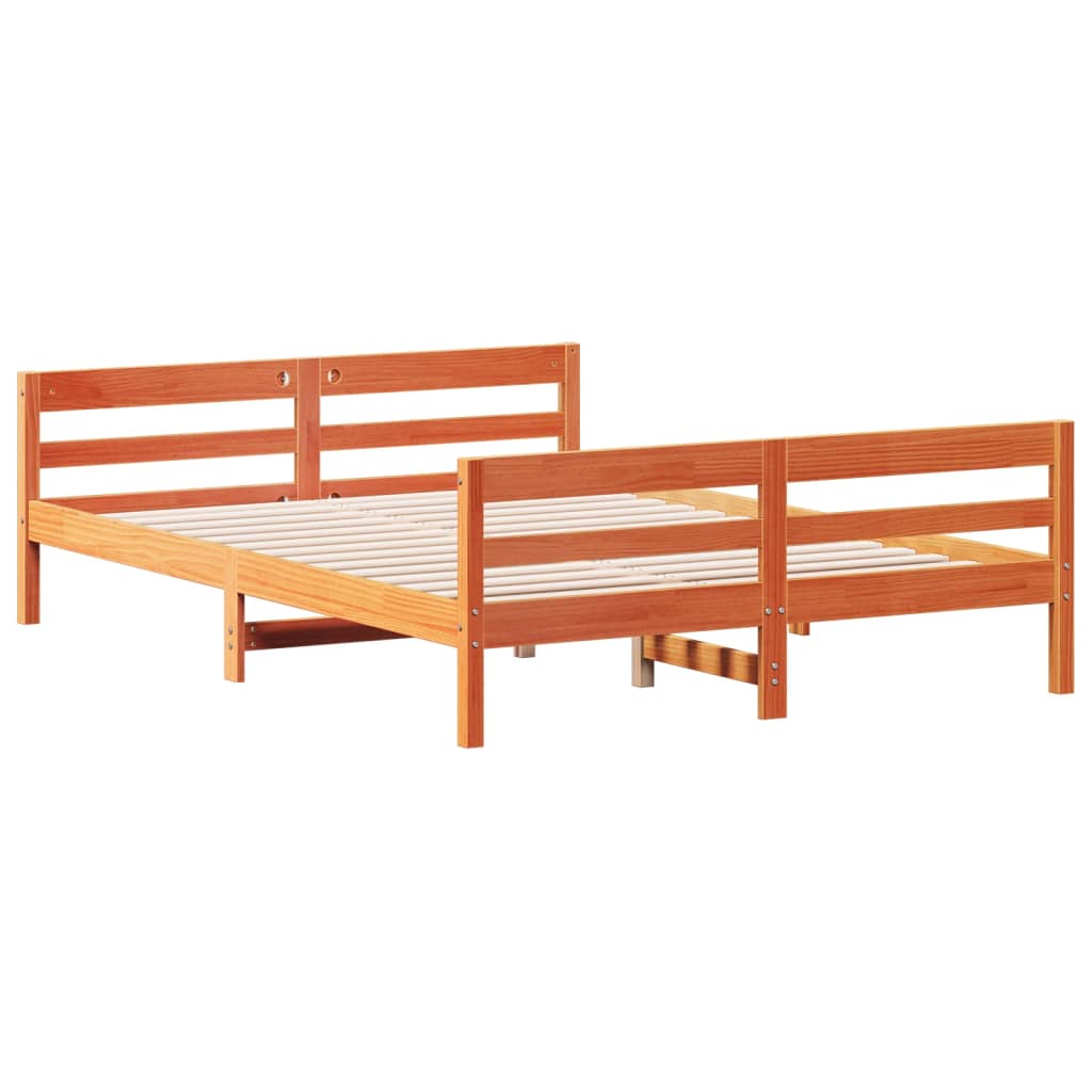 Bedframe zonder matras massief grenenhout wasbruin 140x200 cm Bedden & bedframes | Creëer jouw Trendy Thuis | Gratis bezorgd & Retour | Trendy.nl