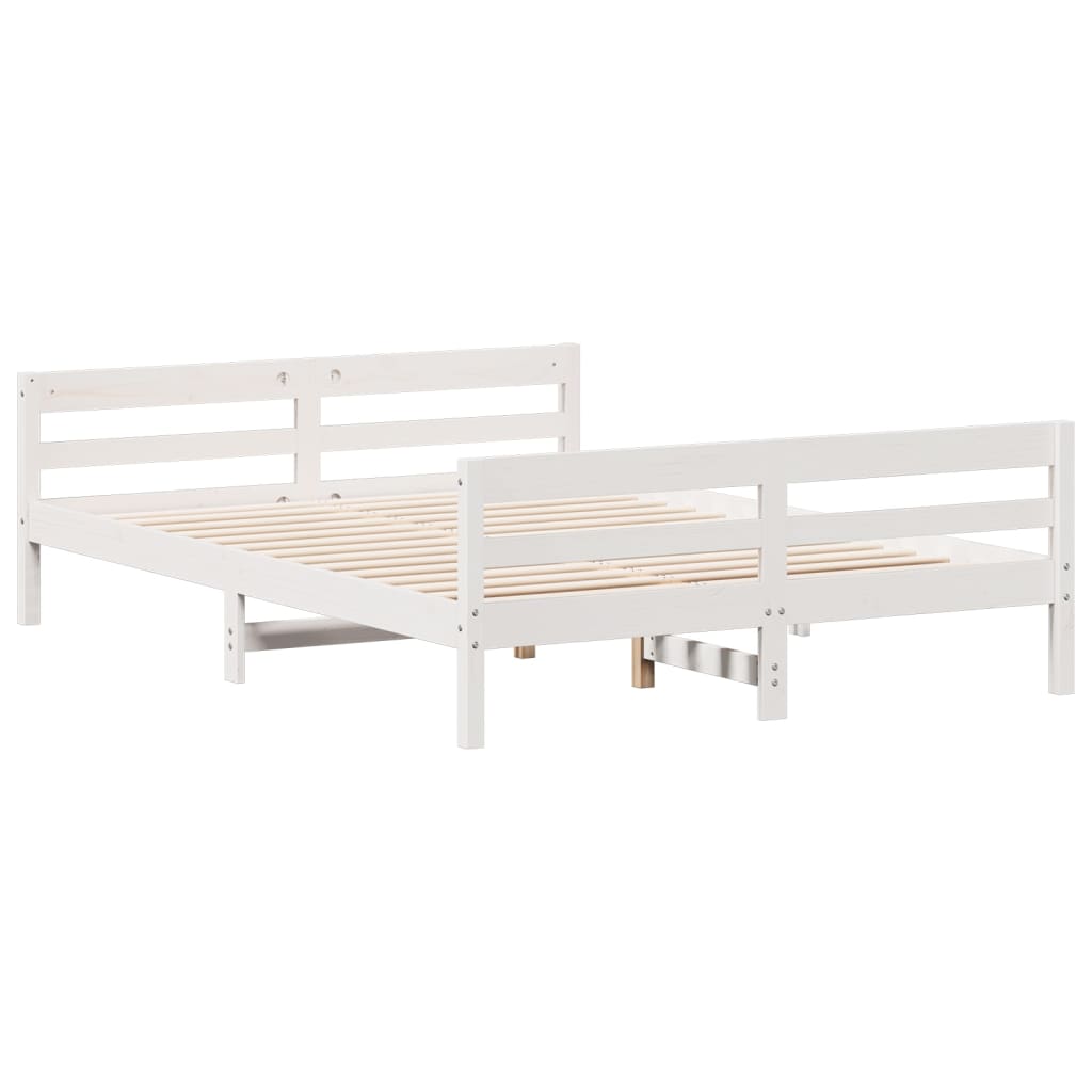 Bedframe met hoofdbord massief grenenhout wit 120x200 cm Bedden & bedframes | Creëer jouw Trendy Thuis | Gratis bezorgd & Retour | Trendy.nl