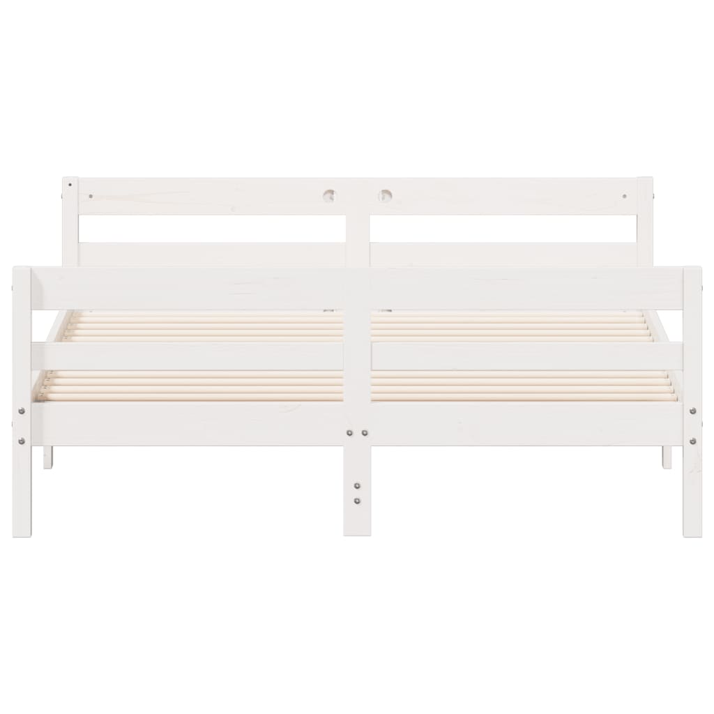 Bedframe met hoofdbord massief grenenhout wit 120x200 cm Bedden & bedframes | Creëer jouw Trendy Thuis | Gratis bezorgd & Retour | Trendy.nl