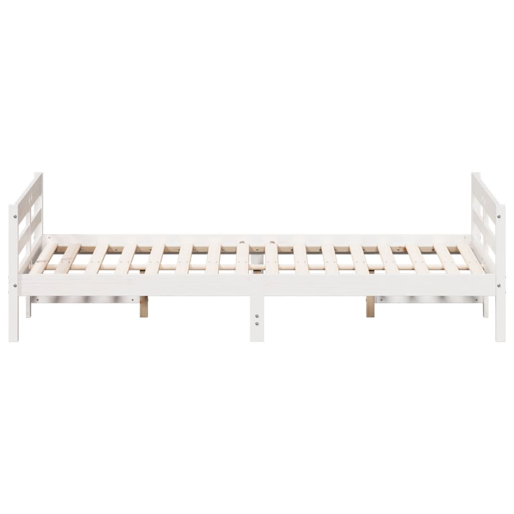 Bedframe met hoofdbord massief grenenhout wit 120x200 cm Bedden & bedframes | Creëer jouw Trendy Thuis | Gratis bezorgd & Retour | Trendy.nl