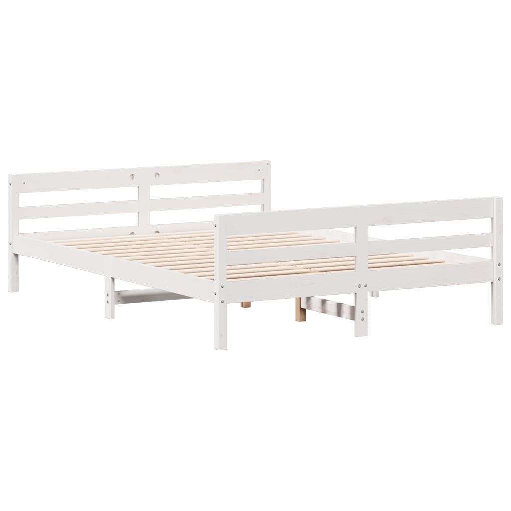 Bedframe met hoofdbord massief grenenhout wit 120x200 cm Bedden & bedframes | Creëer jouw Trendy Thuis | Gratis bezorgd & Retour | Trendy.nl