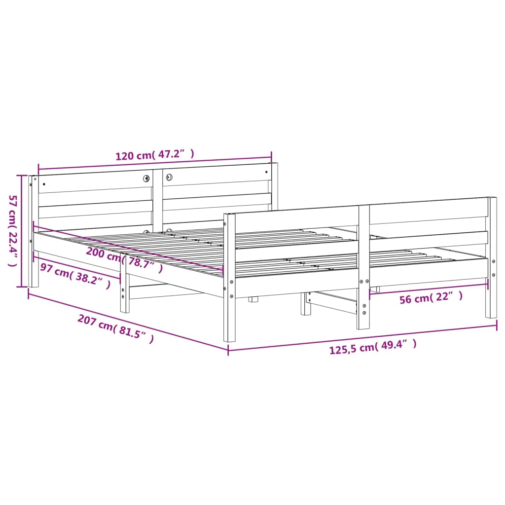 Bedframe met hoofdbord massief grenenhout wit 120x200 cm Bedden & bedframes | Creëer jouw Trendy Thuis | Gratis bezorgd & Retour | Trendy.nl