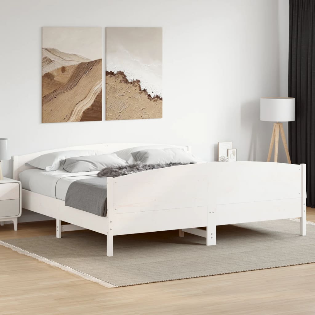 Bedframe zonder matras massief grenenhout wit 180x200 cm Bedden & bedframes | Creëer jouw Trendy Thuis | Gratis bezorgd & Retour | Trendy.nl