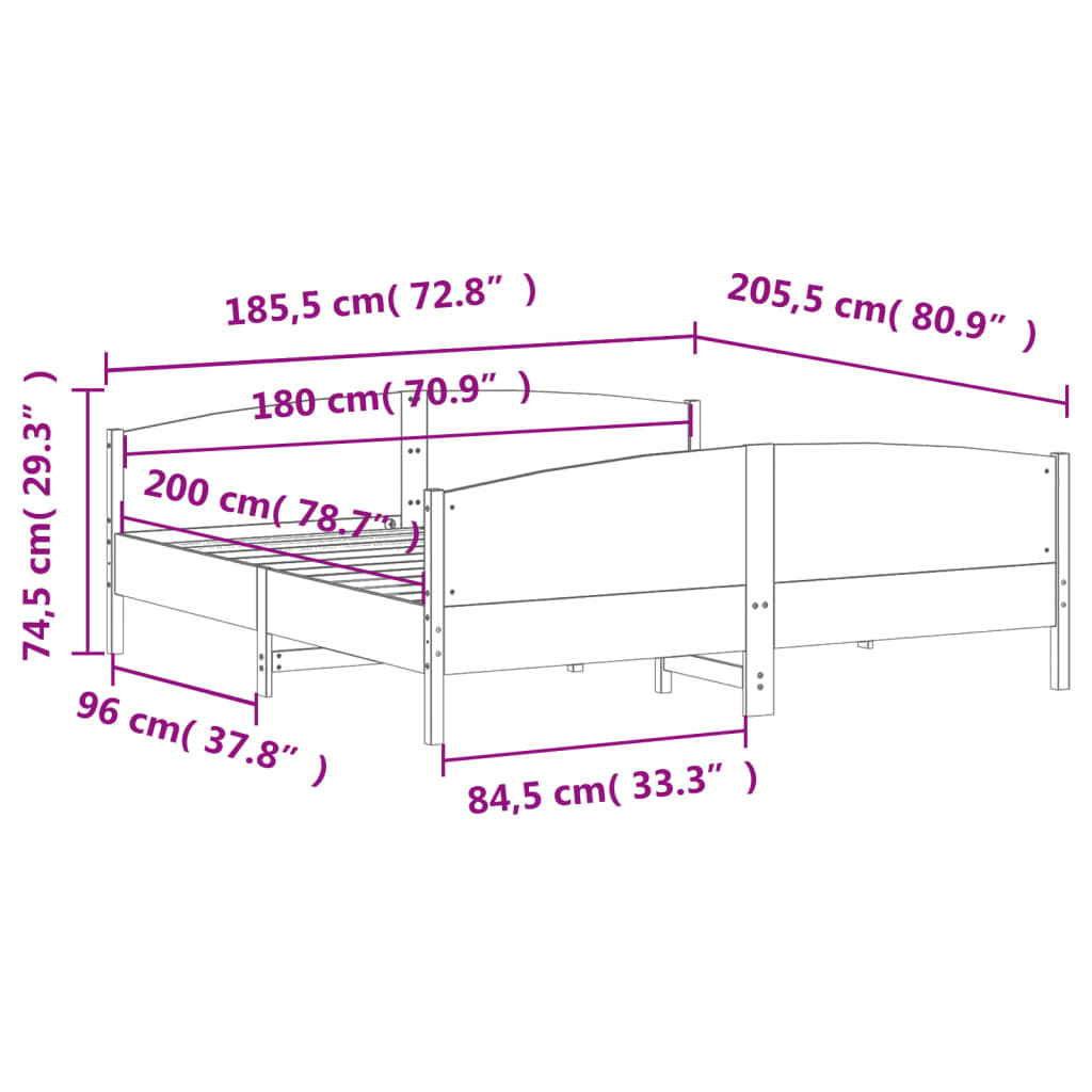 Bedframe zonder matras massief grenenhout wit 180x200 cm Bedden & bedframes | Creëer jouw Trendy Thuis | Gratis bezorgd & Retour | Trendy.nl