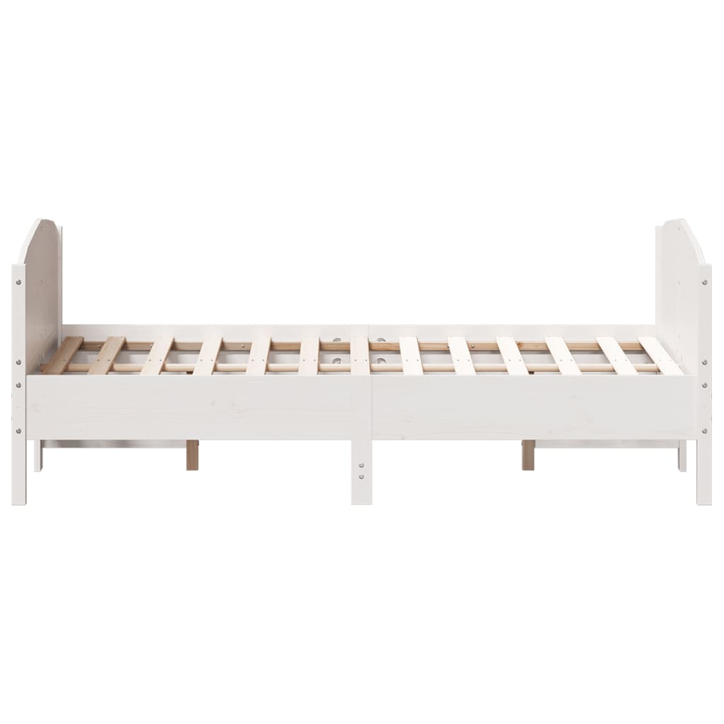 Bedframe zonder matras massief grenenhout wit 120x200 cm