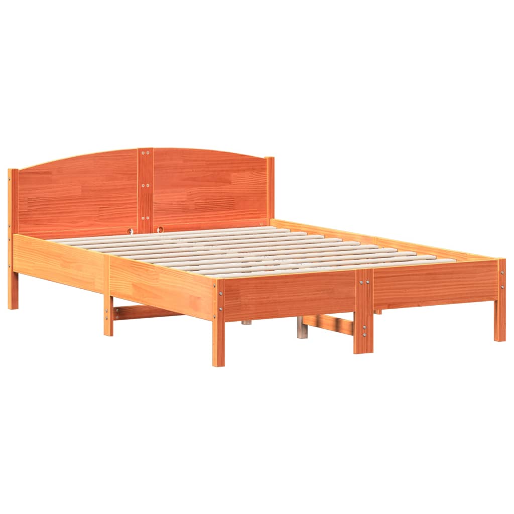 Bedframe zonder matras massief grenenhout wasbruin 150x200 cm Bedden & bedframes | Creëer jouw Trendy Thuis | Gratis bezorgd & Retour | Trendy.nl