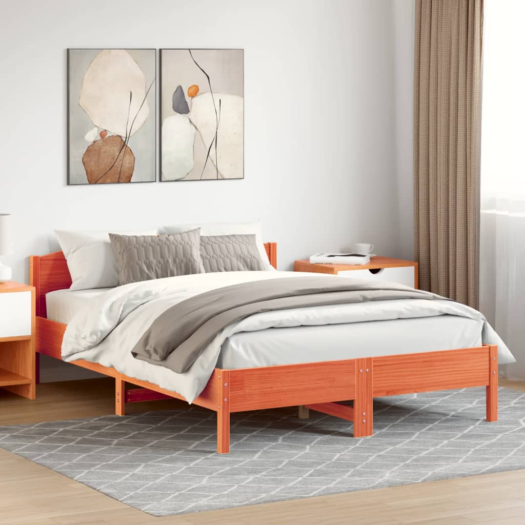 Bedframe zonder matras massief grenenhout wasbruin 150x200 cm Bedden & bedframes | Creëer jouw Trendy Thuis | Gratis bezorgd & Retour | Trendy.nl