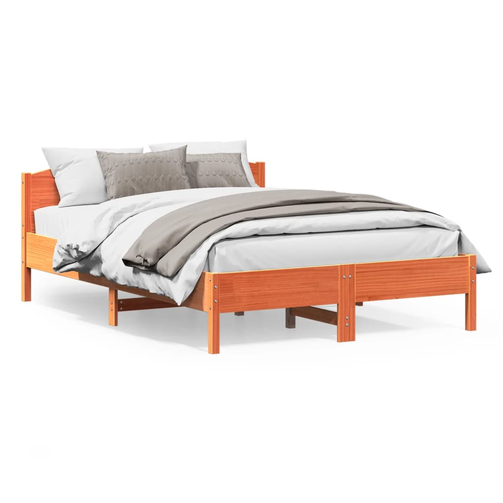 Bedframe zonder matras massief grenenhout wasbruin 150x200 cm Bedden & bedframes | Creëer jouw Trendy Thuis | Gratis bezorgd & Retour | Trendy.nl