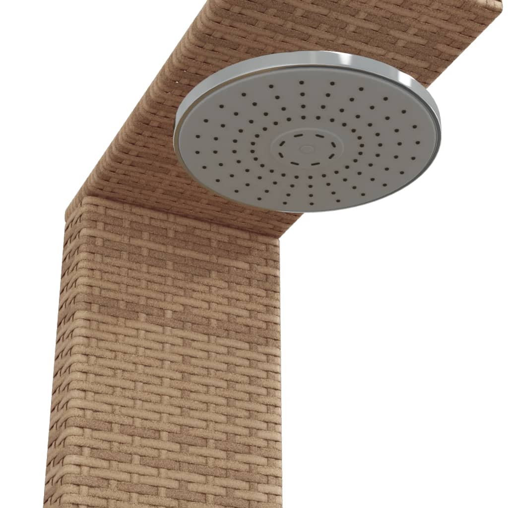 Buitendouche 100x100x241,5 cm poly rattan en acaciahout beige Accessoires voor zwembaden & spa's | Creëer jouw Trendy Thuis | Gratis bezorgd & Retour | Trendy.nl