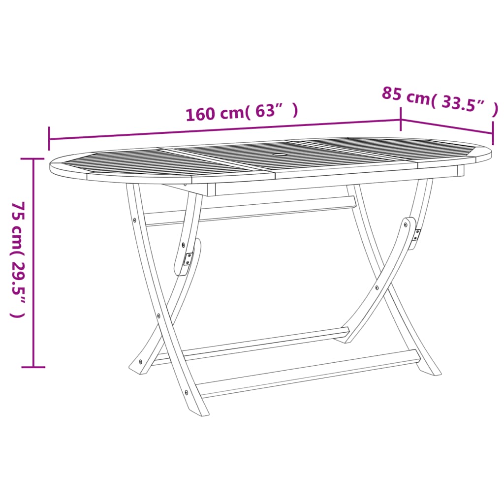 Tuintafel inklapbaar 160x85x75 cm massief acaciahout Tuintafels | Creëer jouw Trendy Thuis | Gratis bezorgd & Retour | Trendy.nl