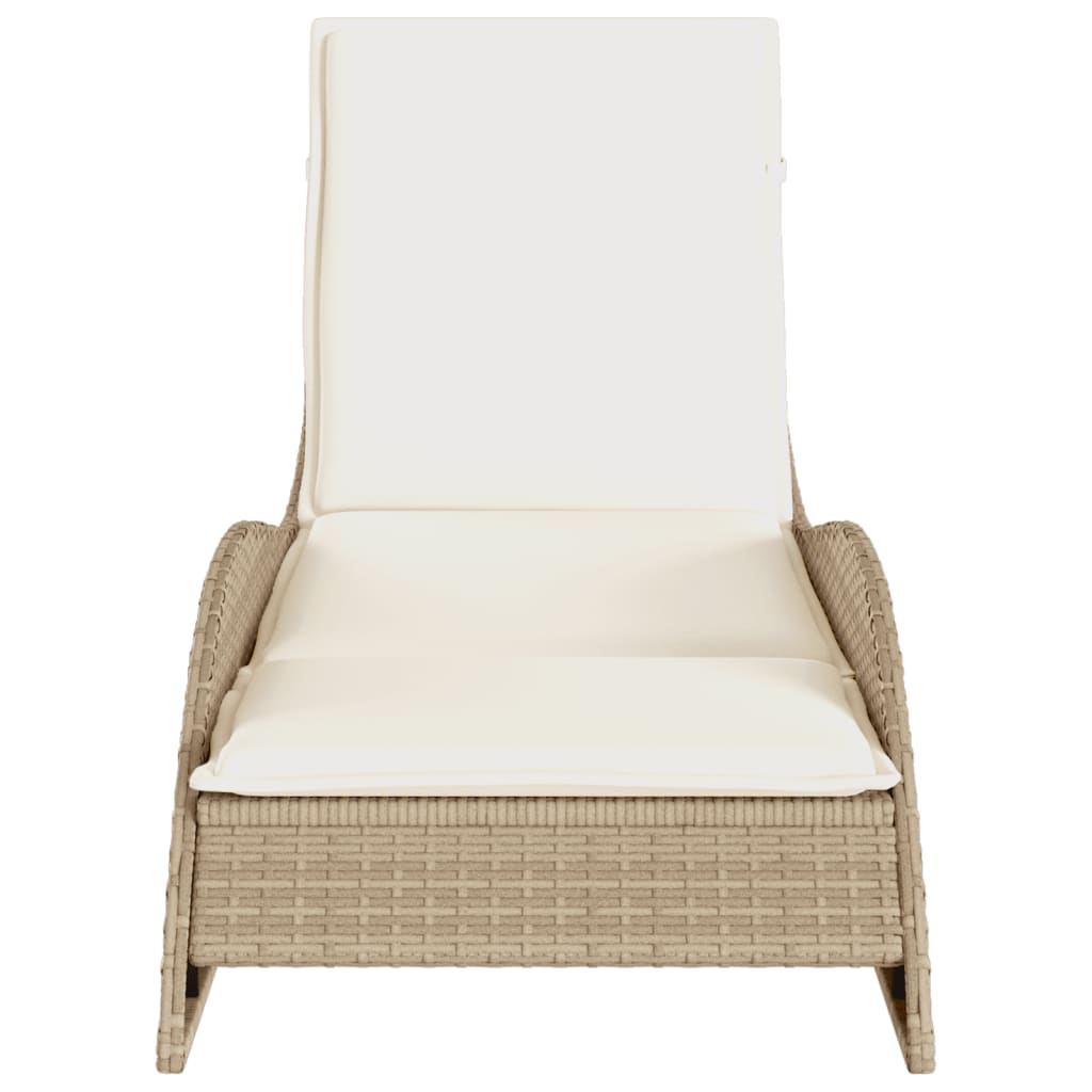 Ligbed met kussen 60x205x73 cm poly rattan beige Ligstoelen | Creëer jouw Trendy Thuis | Gratis bezorgd & Retour | Trendy.nl