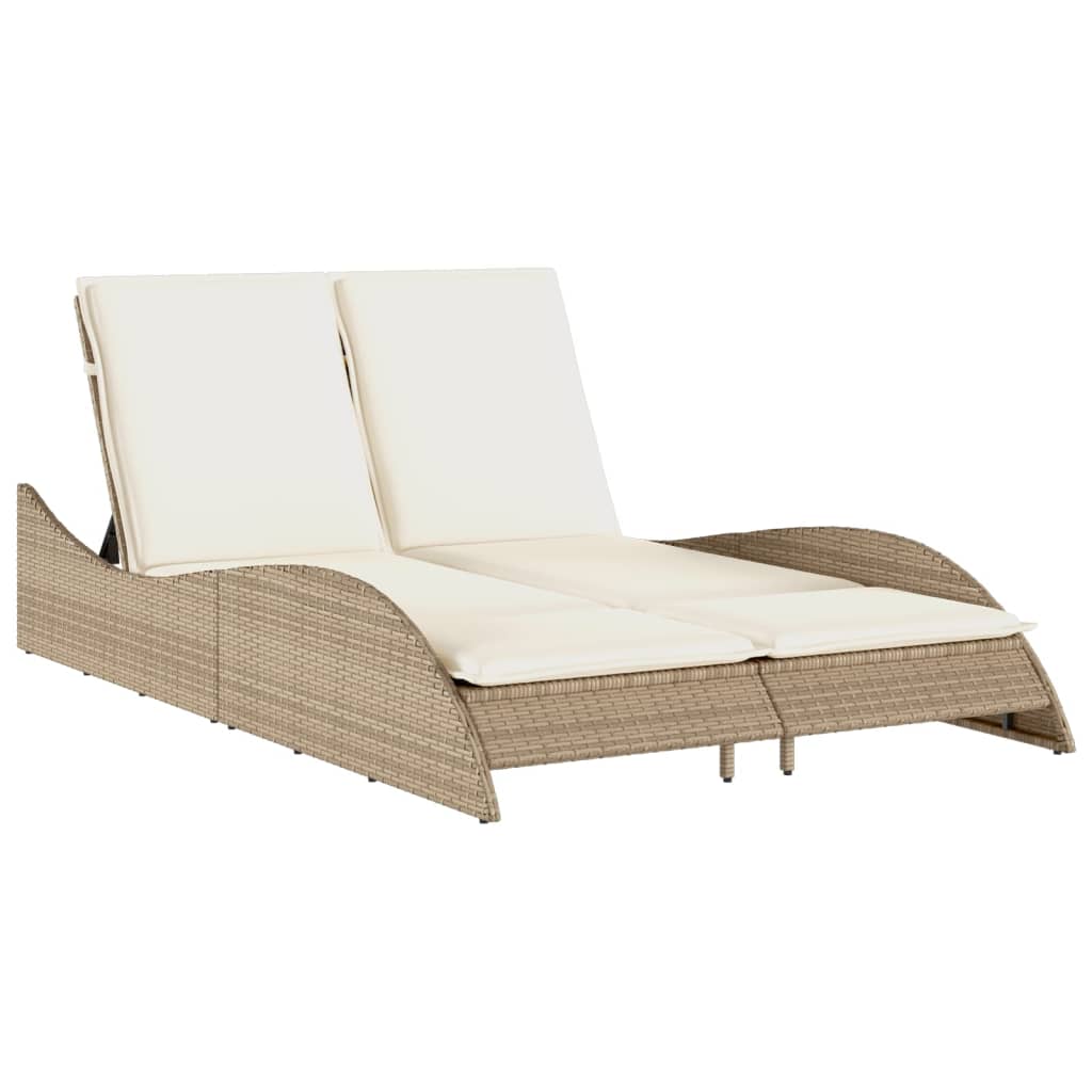 Ligbed met kussens 114x205x73 cm poly rattan beige Ligstoelen | Creëer jouw Trendy Thuis | Gratis bezorgd & Retour | Trendy.nl