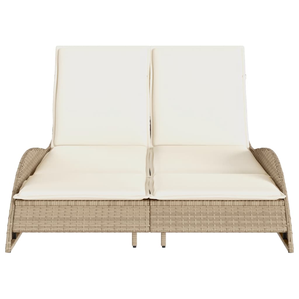 Ligbed met kussens 114x205x73 cm poly rattan beige Ligstoelen | Creëer jouw Trendy Thuis | Gratis bezorgd & Retour | Trendy.nl