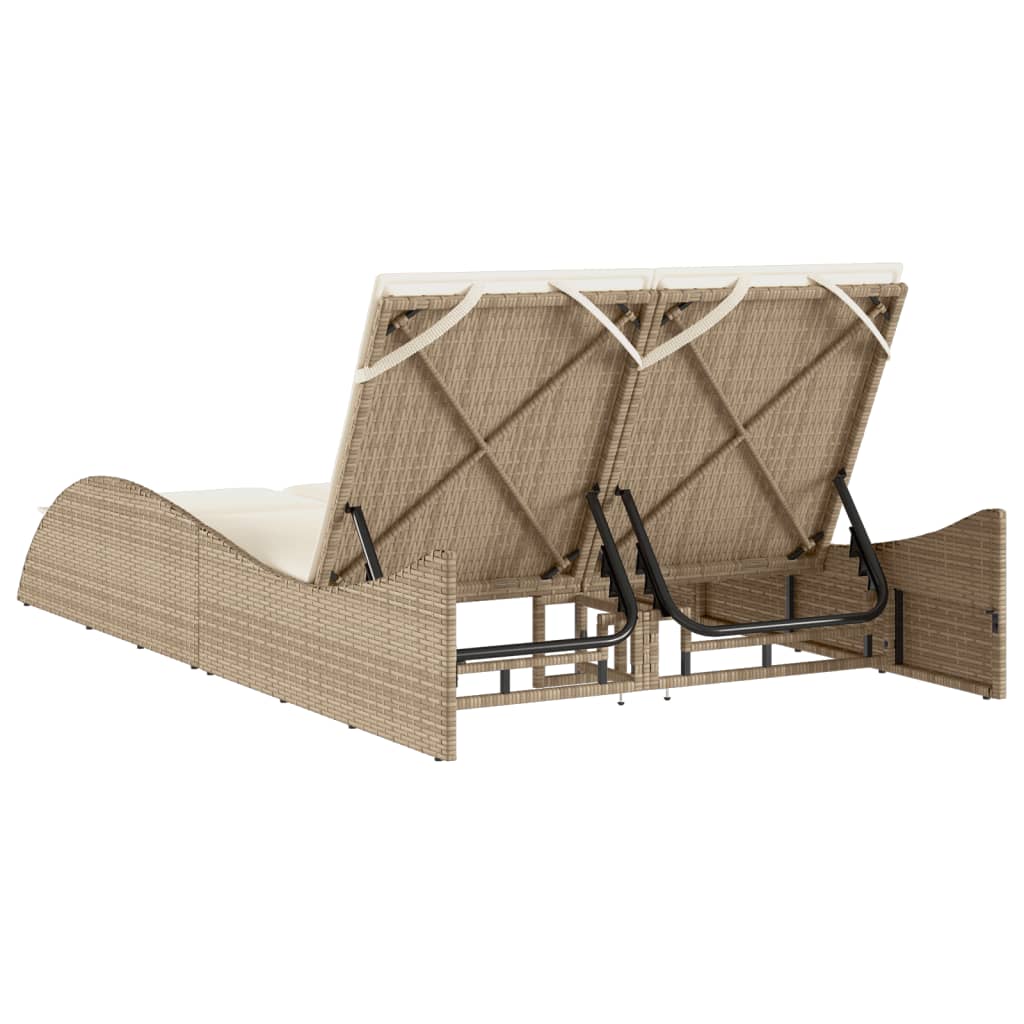 Ligbed met kussens 114x205x73 cm poly rattan beige Ligstoelen | Creëer jouw Trendy Thuis | Gratis bezorgd & Retour | Trendy.nl