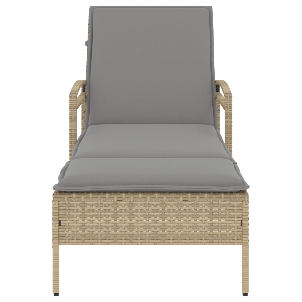 Ligbed met kussen 63x200x81 cm poly rattan beige Ligstoelen | Creëer jouw Trendy Thuis | Gratis bezorgd & Retour | Trendy.nl