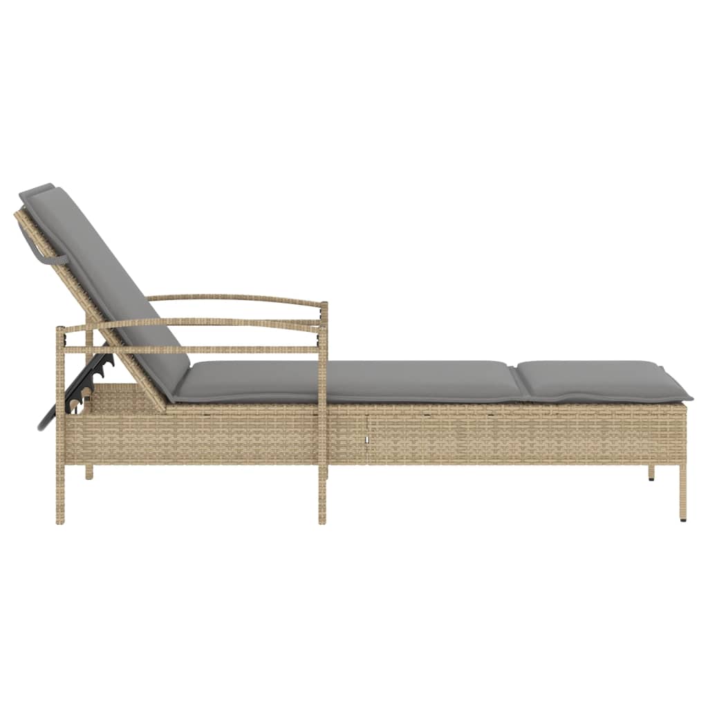 Ligbed met kussen 63x200x81 cm poly rattan beige Ligstoelen | Creëer jouw Trendy Thuis | Gratis bezorgd & Retour | Trendy.nl