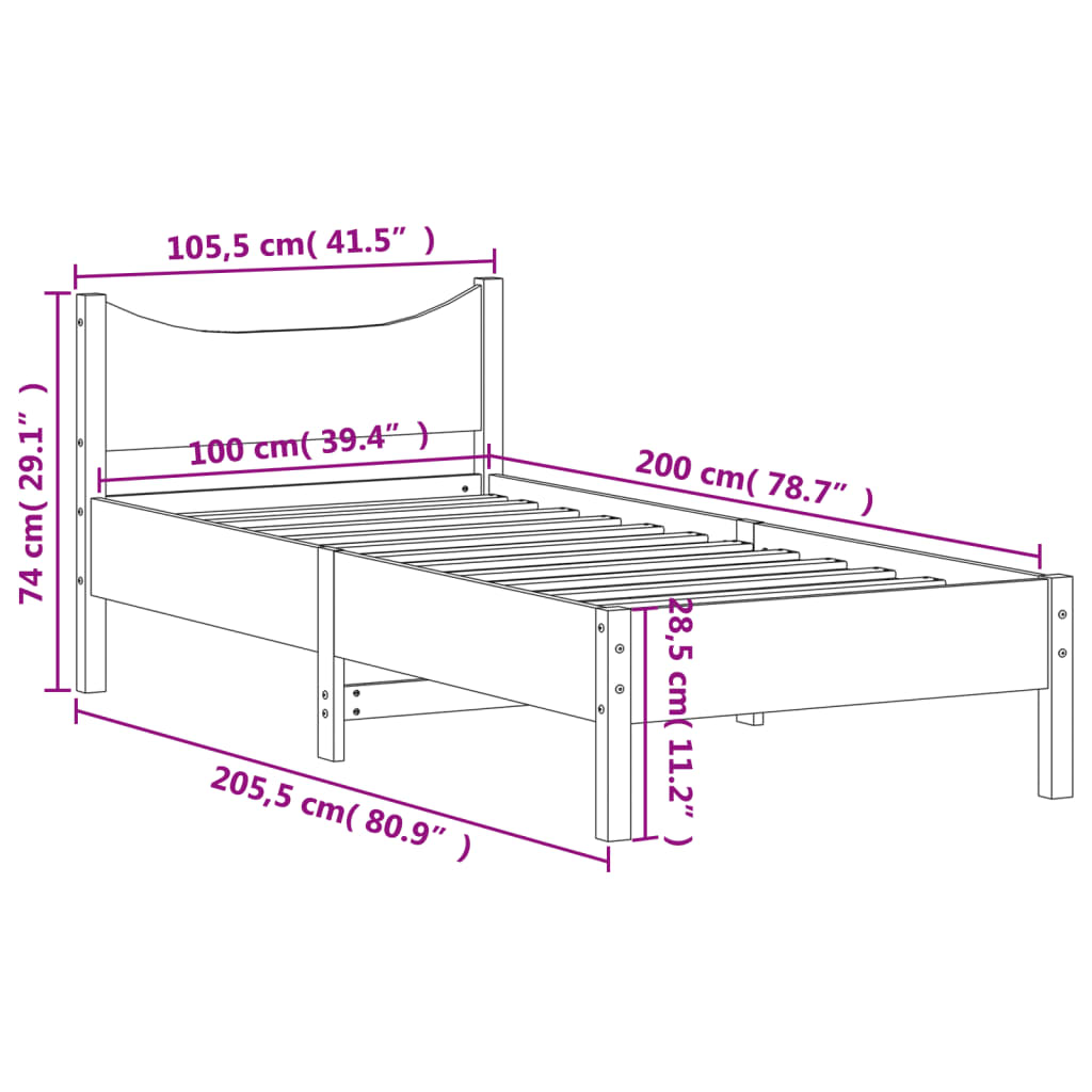 Bedframe zonder matras massief grenenhout 100x200 cm Bedden & bedframes | Creëer jouw Trendy Thuis | Gratis bezorgd & Retour | Trendy.nl